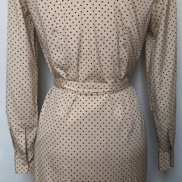 Tory Burch 100% Silk Long Sleeve Polka Dot Blush Romantic Dress, Size 12 - Picture 4 of 5